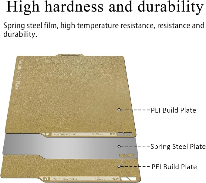 P2S Textured Build Plate with QR Code for P2S/X2D/P1S/P1P/A1/X1C (Gold) | 257x257mm Dual-Sided PEI Sheet, Spring Steel Flexible Magnetic Platform, Glue-Free Heated Bed, Strong Adhesion, Easy Removal