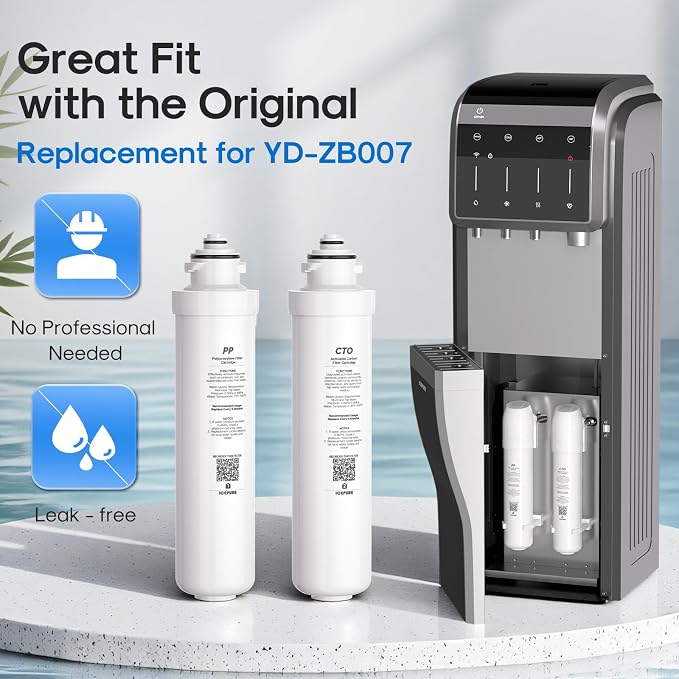ICEPURE PP and CTO 2-stage Filters Replacement for ICEPURE 6-in-1 Bottleless Water Cooler Ice Maker with 2-Stage Filtration, WiFi, Bullet and Crushed Ice, YD-ZB007, 6 Months