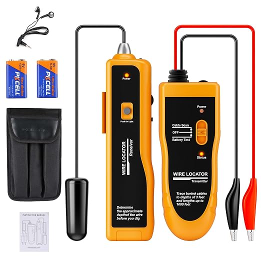 F02 Underground Wire Locator & Fault Finder, Buried Cables with Earphone, Fast Break/Short Detection for Dog Fence & Irrigation Wires