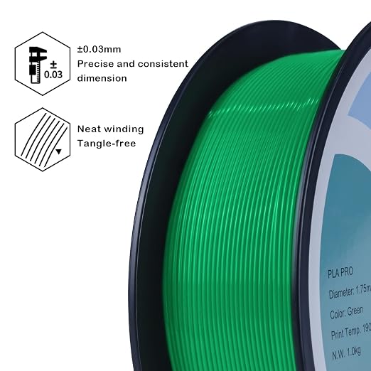 ZIRO PLA Filament 1.75mm, Pure Color 3D Printer Filament, PLA PRO Basic Color Series, 1.75MM 1KG Spool, Dimensional Accuracy +/- 0.03mm, Green