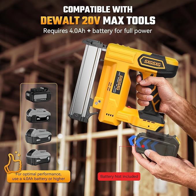 Brad Nailer for Dewalt 20V Battery,2 in 1 Nail Gun & Staple Gun with 1000 Nails &1000 Staples,18 Gauge Nail Gun for Wood Carpentry【Battery Not Included】