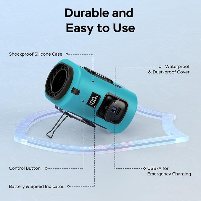 AMACOOL Mini Portable Waist Fan Clip on, Gifts for Father Him Men Dad Husband, 13000RPM Rapid-Cooling Personal Neck Fans, Wearable Shirt Belt Fan for Women Men Outdoor Work Jobsite Travel Camping