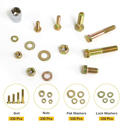 FMhotu 1320Pcs Nuts and Bolts Assortment Kit, 16 Sizes Includes 1/4-20 5/16-18 3/8-16 1/2-13, SAE Grade 8 Alloy Steel Hex Cap Screws Nuts Washers with Wrenches Assortment Kit THLSTZ1320pcs