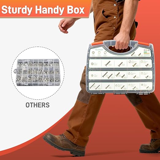 Quibbay 976pcs Nuts and Bolts Assortment Kit, Grade 8.8 Metric Bolt Assortment with Assorted Nuts and Washers, Heavy Duty M6 M8 M10 M12 Hex Bolts and Nuts Kit, Yellow Zinc Plated, Length from 16-50mm