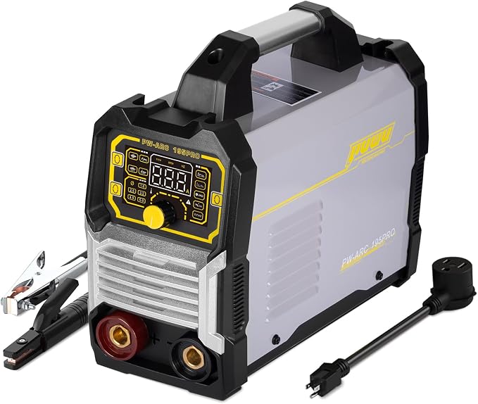 195Amp Stick Welder，ARC/Pulse Stick/Lift TIG/Pulse TIG 4-in-1 Multiprocess Welder，110/220V Dual Voltage，Synergic Control IGBT Inverter with Portable Welding Machine(SILVER)