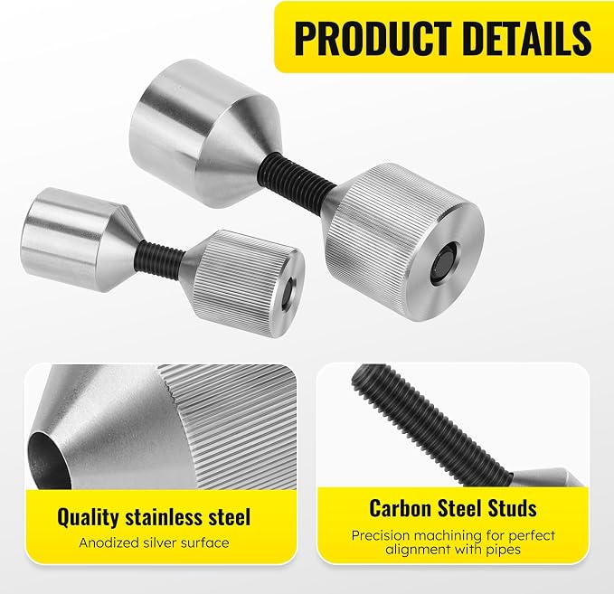 304 Stainless Steel 4 Pcs Flange Two Hole Alignment Pins, 1-1/8” & 1-5/8” Diameter Stainless Steel