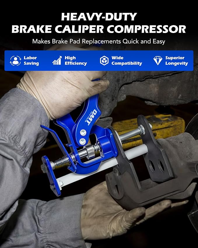 Orion Motor Tech Caliper Piston Compressor Tool, Heavy Duty Brake Caliper Compression Tool for Single Dual Quad Piston Brake Pad Replacement, Disc Brake Piston Compressor Tool for Most Cars & Trucks