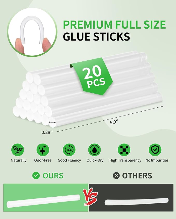 Hot Glue Gun: 100W Heavy and Duty Glue Gun - Hands Free Professional Hot Glue Gun with Foot Rest for Professional DIY & Industrial Use, Arts, Home Repair, 20PCS 0.28'' Glue Sticks