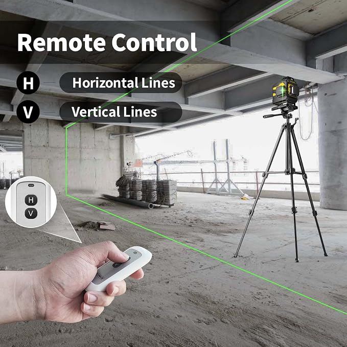 IKOVWUK 4x360° Laser Level Pro Kit with Tripod, 4D Cross Line Laser Level with Fine-tuning Bracket, 16 Lines Laser Level with 2 * 4000mAh Battery, Compact Adjustable 59.8-inch Tripod Included