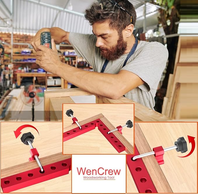 Corner Clamps for Woodworking, WenCrew 4 Pack 90 Degree Right Angle Clamp, 5.5" Aluminum Clamping Squares Woodworking Tools for Cabinets, Drawers, Frames, DIY Projects, Gifts for Men Dad