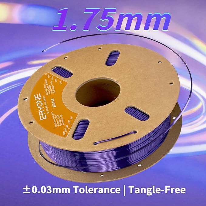 ERYONE Silk PLA Filament for 3D Printer 1.75mm +/- 0.03mm, Shiny Filament 1kg (2.1lbs)/Spool, Dark Purple