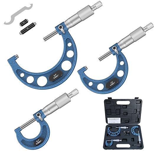 HDLNKAK Outside Micrometer Set, 0-3" Machinist Micrometer, 3 Pcs Machinist Tool Set, 0.0001" Graduation Micrometer Set, Alloy Precision Micrometer, Micrometer Standard Set with Case