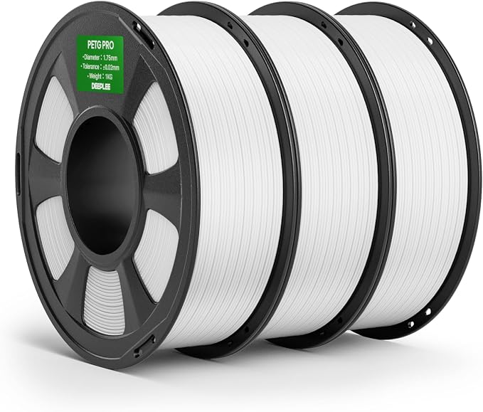PETG PRO Filament 1.75mm White 3KG, 1.75mm PETG 3D Printer Filaments Enhanced Toughness and Weather Resistance, Fit for Most FDM 3D Printers