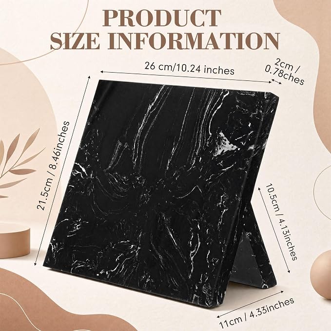 Magnetic Knife Block Marble Black Magnetic Knife Holder Heavy Duty Knives Block Stand with Strong Magnets for Countertop Kitchen Storage, 8.46 x 10.24 Inches