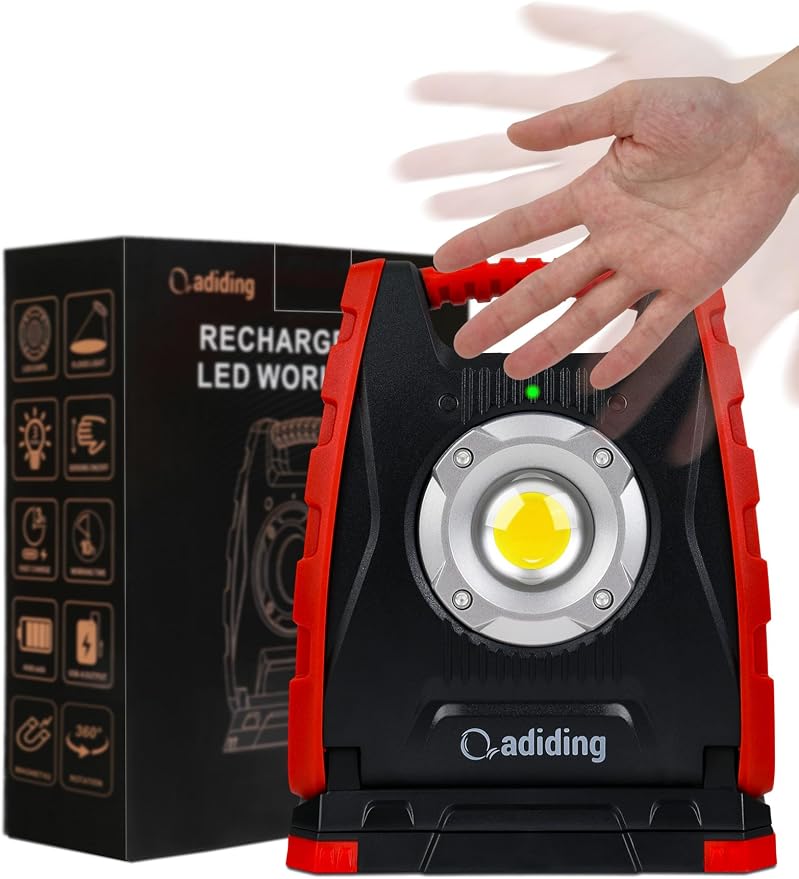Adiding Solar Outdoor Lights, 3500LM LED Flood Lights with 16.4 Ft Cable & 4400mAh Rechargeable LED Work Light, 360° Rotation Magnetic Base