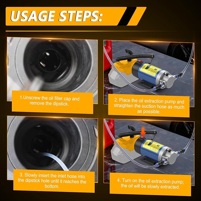 Oil Pump Compatible with Dewalt 20V Max Battery(No Battery), 100W Oil Extractor Pump Oil Removal Pump for Oil Change, Electric Transfer Oil Pump with 2 Pipes for Cars Motorcycles RVs Boats