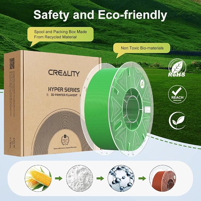 Creality Hyper PLA Filament 1.75mm, RFID 3D Printer Filament for High Speed 30-600mm/s, PLA Filament Support CFS, Fits for K2 Plus Combo and Most 3D Printers 1kg(2.2lbs)/Spool