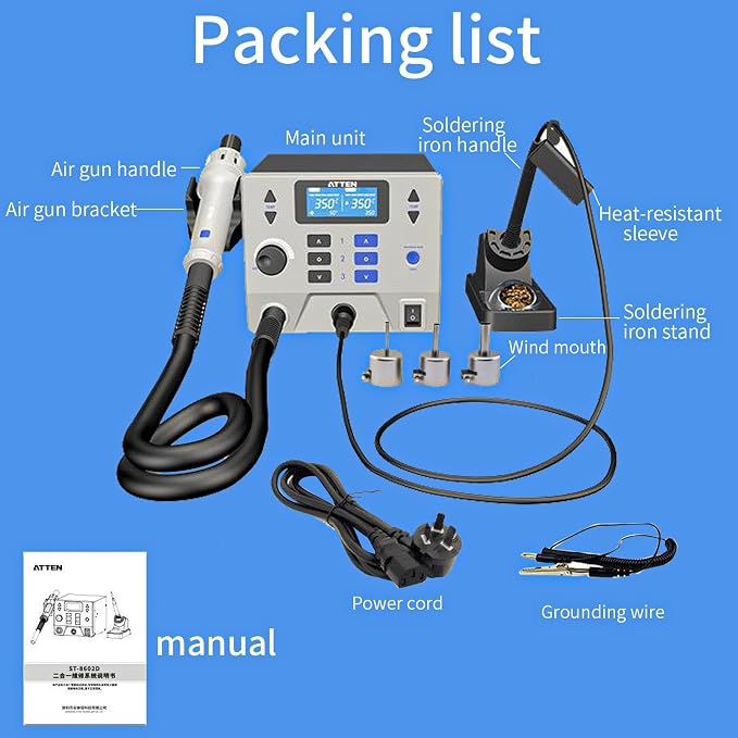ST-8902D 1300W 2 in 1 Digital Rework Station With Hot Air Station and Soldering Station, Automatic Sleep Mode and Digital Display Function for Mobile Phone Repair, Laboratory, DIY