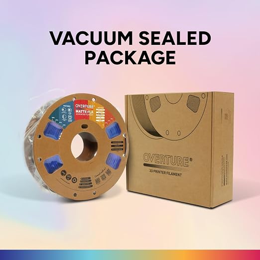 OVERTURE Matte PLA 1.75mm, Low Warp & Smooth Finish 3D Printer Filament | Frosted Matt Finish Hides Layer Lines, 1kg Spool (2.2lbs) Cardboard Spool, Fit Most FDM Printer (Matte Blue)
