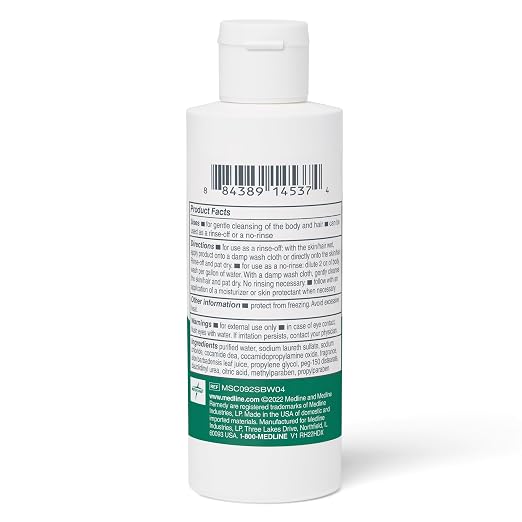 Medline Remedy ESSENTIALS Shampoo and Body Wash, 2 Fl Oz, Fresh Scent, Full Body Cleanser with Aloe, For Adults & Elderly, Easy Rinse Gel for Bath, Shower or Bedside Bathing