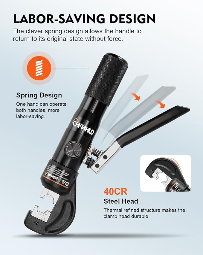 Hydraulic Wire Battery Cable Lug Terminal Crimper- 9 Dies for 12 AWG to 2/0 Electrical Terminal Cables Crimping Tool Kit 1/16” 1/8” 3/16” Stainless Steel Cable Railing Tool