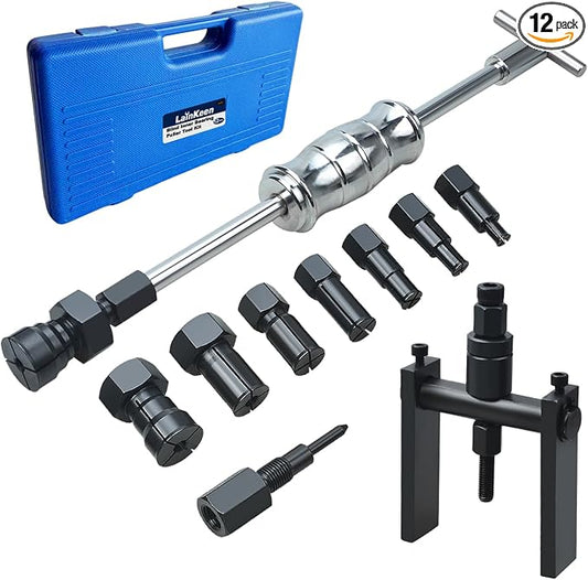 LainKeen 12pcs Motorcycle Blind Hole Collet Bearing Puller Set Internal Extractor Kit with Slide Hammer 2-Jawed Puller and Expandable Collets 8-32MM Pilot Inner Bearing Removal Tool