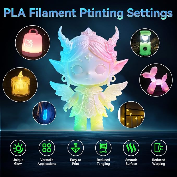 Creality 3D Printer Luminous RFID Filament, Hyper RFID PLA Filament 1.75mm for 3D Printing, Glow in The Dark Filament, Bright Long-Lastin, 1KG(2.2 lbs) Spool (Yellow+Green)