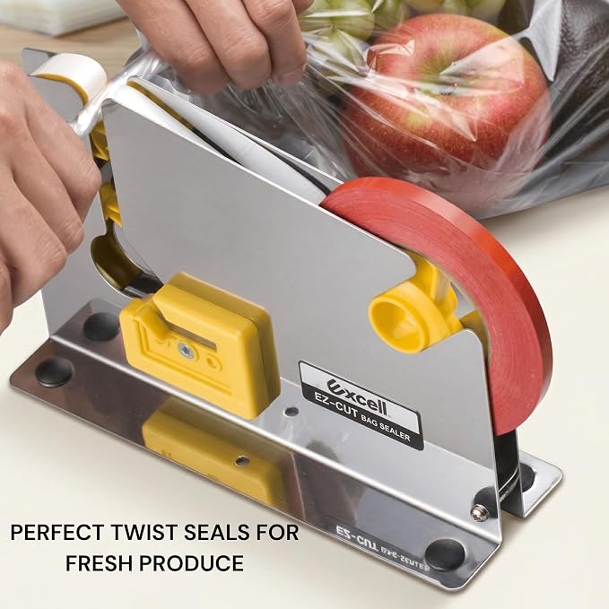 ICO by Excell Tape Bag Sealer, Bag Taper with Integrated Trimmer & Stabilizer, Heavy Duty for Meat Packaging, Bakeries & Cold Storage, 0.5" Wide with 3" Core