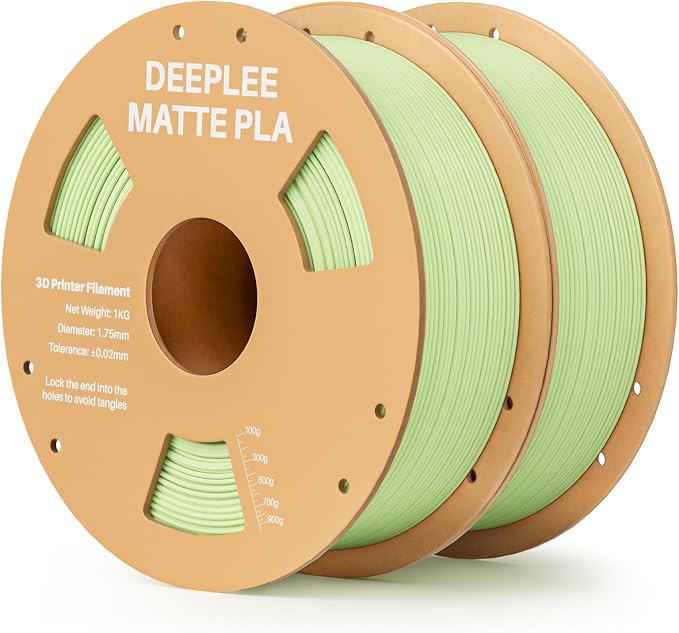 Matte PLA Filament 1.75mm, 3D Printer Filament Dimensional Accuracy +/- 0.02mm, No Clogging, Higher Toughness, Cardboard Spool 3D Filament, 2 Pack Mint Green