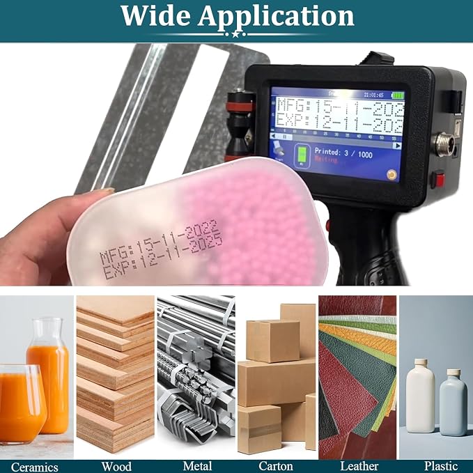 Phezer Upgraded P16 Handheld Inkjet Printer for Flat Surface with Quick-Dry Ink Cartridge, 0.5 Inch Nozzle Coding Machine for Date/Time/Barcode/QR Code/Logo (Support 25 Languages & 3 Print Precision)