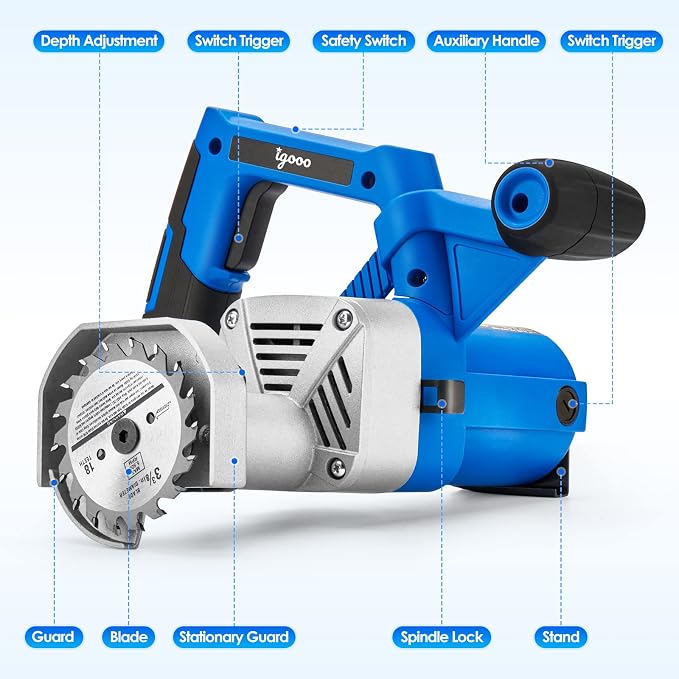 Toe Kick Saw EKS85, 3-3/8 in. Blades, 2 Alloy Blade for Woods, 1 Diamond Blade for Tiles and Stones, Flush Cutting, Special Circular Saw for Removing Subfloor or Tiles | 2 Alloy Blade for Woods, 1 Diamond Blade for Tiles and Stones, Flush Cutting, Circ...