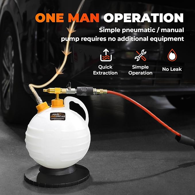 FOUR UNCLES Oil Extractor Pump - Fluid Extractor with 59" Main Hose, Three 41" Extension Tubes for Oil Change, a Hose for Brake Bleeding