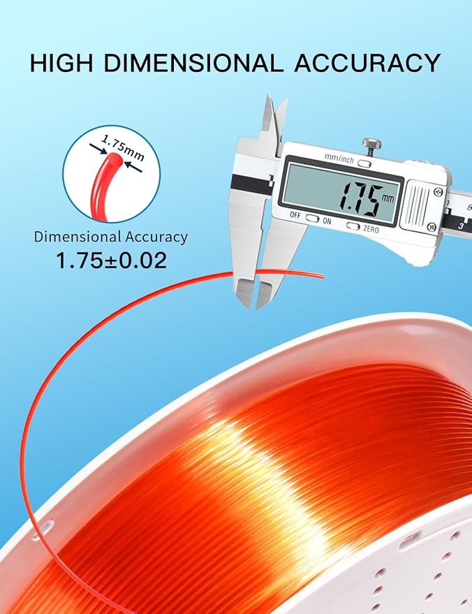 PINBALL Clear PETG 3D Printer Filament 1.75mm ±0.02mm, Multicolor Transparent Rainbow Filament, Translucent PETG Filament, 1KG/2.2lbs