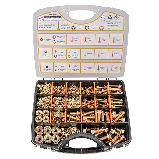 528Pcs Flange Metric Bolt Assortment – 8.8 Grade, M5, M6, M8, M10 Heavy Duty Hex Bolts and Nuts Kit, Yellow Zinc Plating for Outdoor, Durable Storage Case, Ideal for DIY, Automotive