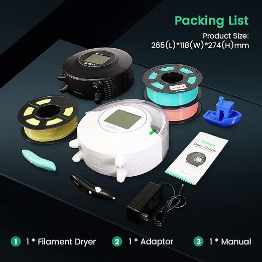 SUNLU Official Filament Dryer S2 Plus, 70℃ Max Temperature, Built-in Circulation Fan, 3D Printer Filament Storage Box Filament Dehydrator, Nylon TPU PLA PETG ABS 3D Printer Filament Dryer Box, White | 70℃ Max Temperature,Touchscreen Control,Filament St...