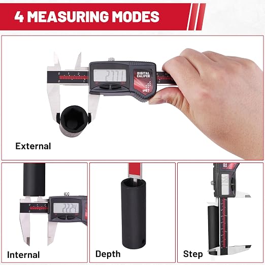 IP67 Digital Caliper Measuring Tool 0-6" Range, ±0.001" Accuracy Electric Micrometer Caliper with Large LCD Screen, Stainless Steel Electronic Digital Ruler with Auto-Off Feature