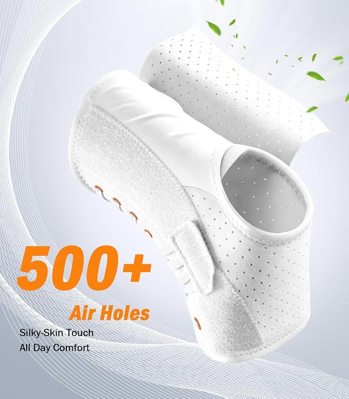 Slim-Fit Ankle Brace for Sprained Ankle, Quick Lace Up Ankle Support for Women Men with 2 Auto-Shaped Pads, Air Fabric Cool Ankle Stabilizer for Injury Recover, Running,Sports,White,S
