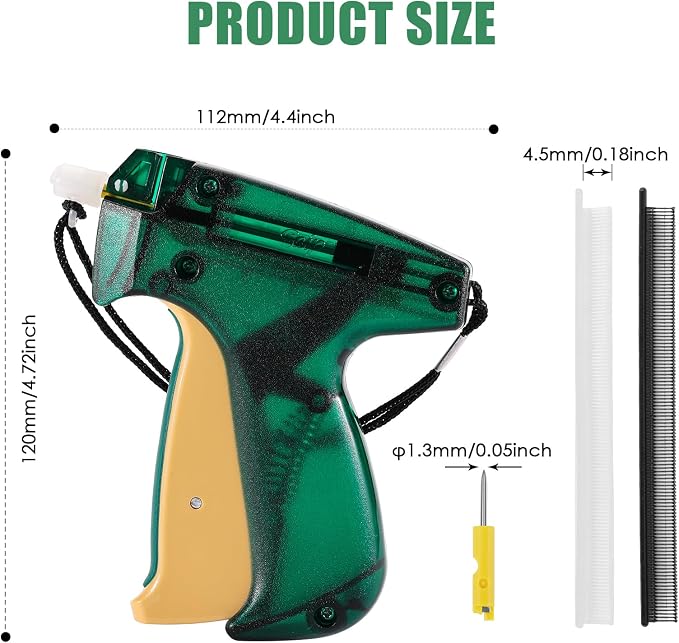 Stitch Quick Clothing Fixer, Fine Stitch Tag Gun for Clothing Mini Stitch Gun for Clothes Sewing Quilting Hemming Quick Stitch Tag Gun with 1 Needle, 1500 Black & 1500 White 4.4mm Fasteners