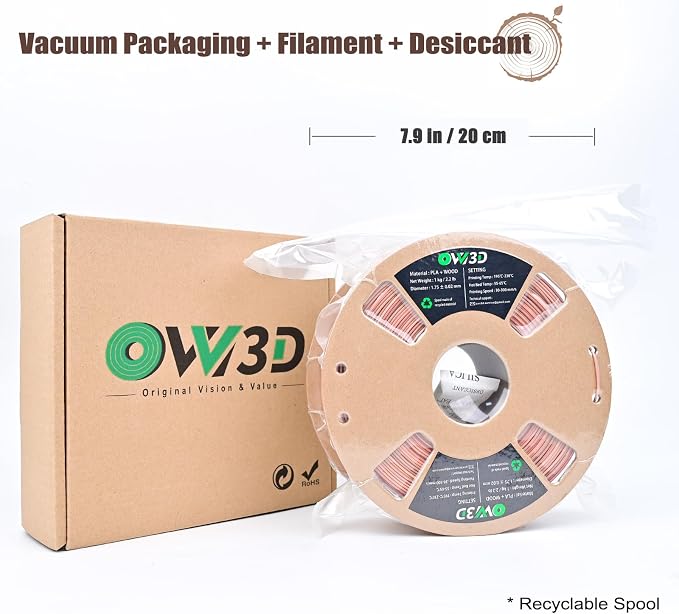 OVV3D PLA Filament Wood PLA, 3D Printer Filament Gradient Multicolor Wood PLA Filament 1.75mm +/- 0.02mm 1kg(2.2lbs) Add 20% Real WoodFiber