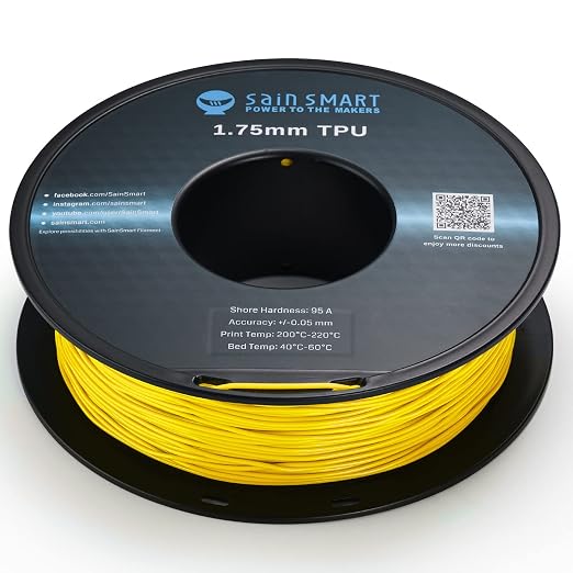 SainSmart Neon Color TPU, 1.75mm Flexible TPU 3D Printer Filament 800g, Dimensional Accuracy +/- 0.05 mm, Neon Yellow