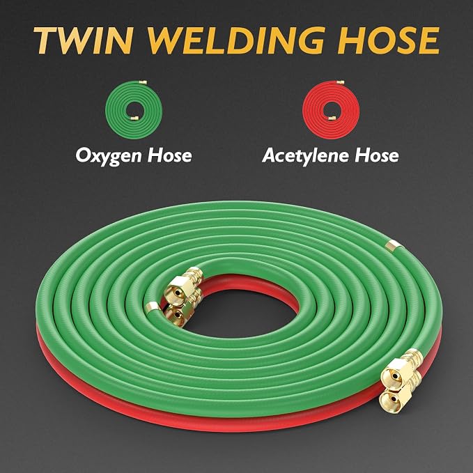 TOOLIOM Oxygen & Acetylene Torch Kit, Gas Cutting Welding Torch Set Welder Tools with Regulator Gauges Nozzles Hose