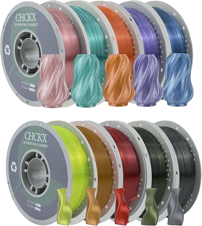 10KG PETG Transparent 3D Printer Filament Bundle, Dimensional Accuracy +/- 0.03 mm,Gray+Orange+Pink+Olive Green+Yellow+Blue+Green+Purple+Brown+Red