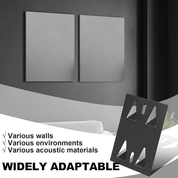 Blulu 25 Pcs Acoustic Panel Impaling Clips, 18 Gauge Galvanized Steel Sound Panel Wall Mount for Gypsum Board Plywood Masonry, Surface Mounting Impaling Clips for Acoustic Foam Panels (Black)