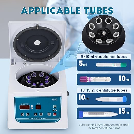 CGOLDENWALL Centrifuge Machine Lab PRP Benchtop Centrifuge 100-4000RPM Low Speed Desktop Centrifuge Machine Timer 1-99min 8x15ml