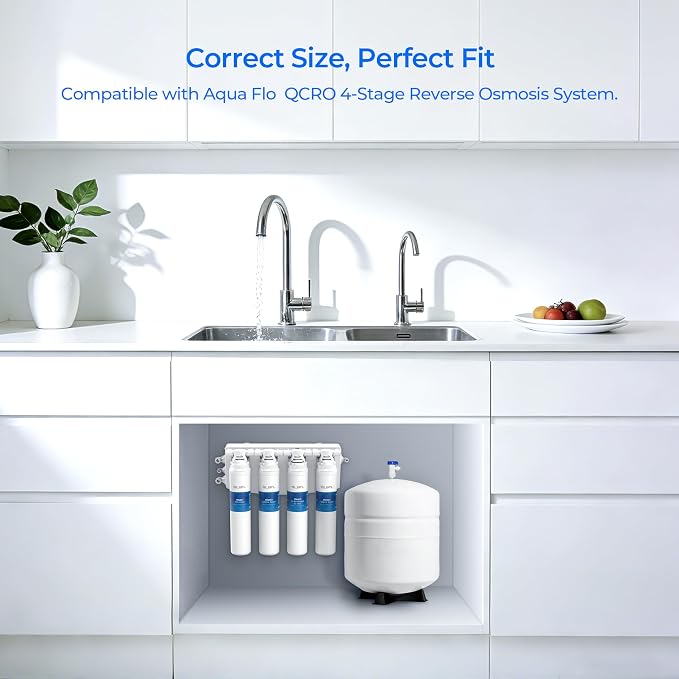 QCRO 50 GPD Complete Replacement Filter Kit, Compatible with Pura and Aqua Flo QCRO 4 Stage Quick Change Reverse Osmosis System, 1 Set