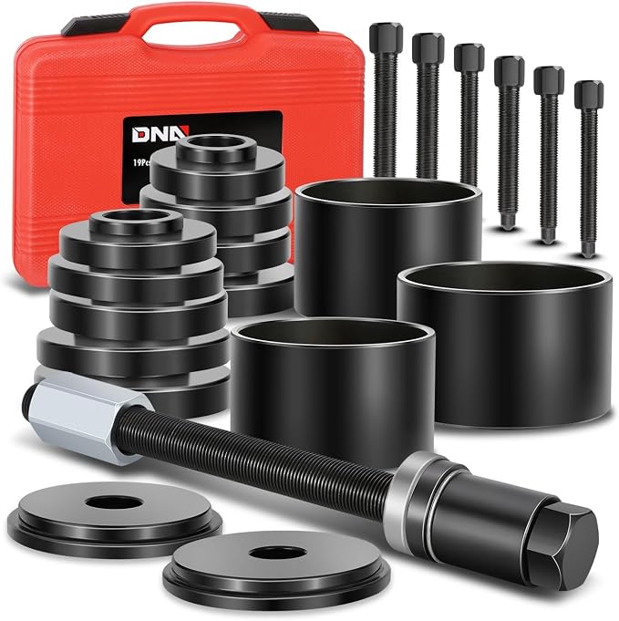 DNA Motoring 19pcs Front Wheel Bearing Press kit Bearing Puller Tools Wheel Drive Bearing Removal Tool Kit with Sliding Screws Universal Bushings Sleeves Storage Case, TOOLS-00782
