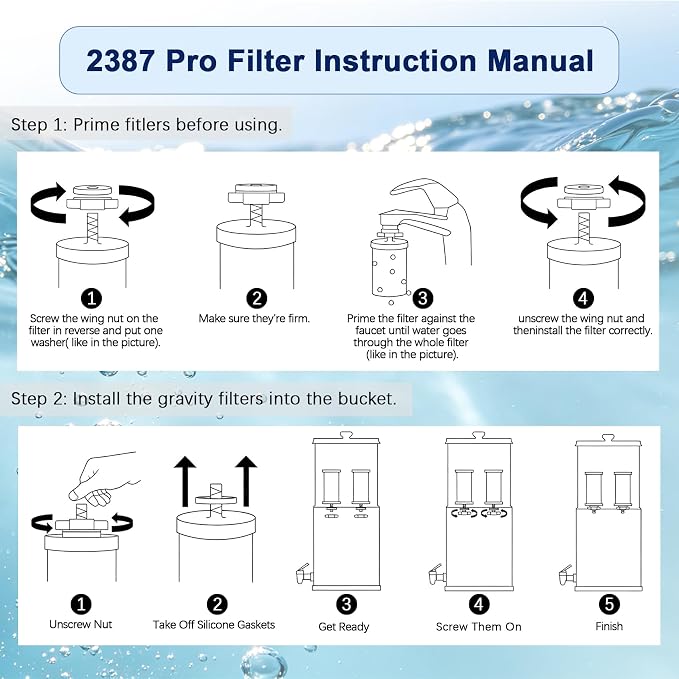 2387 Pro Black Filter, NSF/ANSI 42 Certified for Alexapure 2387 Pro Filter Replacement, 5,000 Gallon Throughput Capacity Compatible with Alexapure Water Filtration System - 2 Pack Black