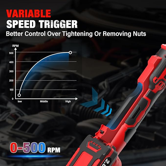 20V 3/8" Cordless Electric Ratchet Wrench Set, 88 Ft-lbs(120N.m), 500 RPM | 2PCS 2000mAh Batteries, Variable Speed, LED Light, 5 Sockets, 1/2" Adapter, 3" Extension Bar