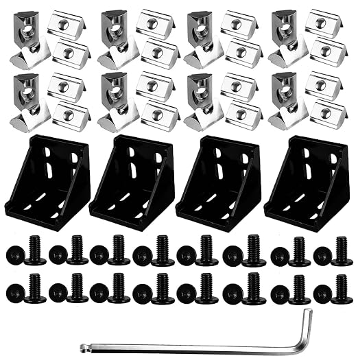 4080 Corner Bracket Connector Set for 4080 8080 Aluminum Extrusion Accessories 4Set(Black ZL)