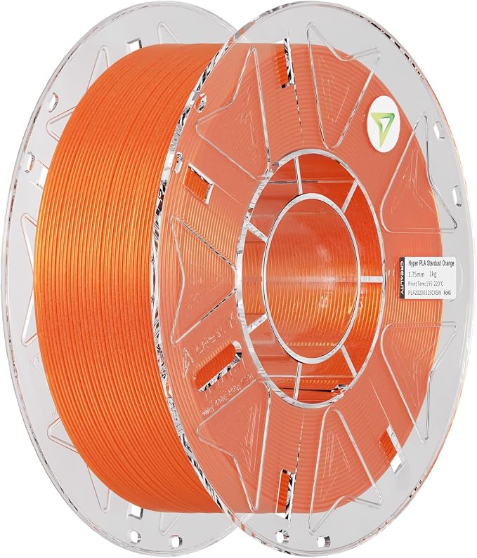 Creality PLA Starry Galaxy 3D Printer Filament, 1.75mm Sparkle PLA, Shimmering Stardust Finish, High-Speed RFID Smart Filament, Smooth Shine Fits for Most 3D Printers (Stardust Orange)
